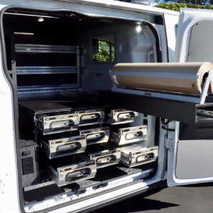 Ranger Design shelving for cargo van with upfitting services from American Trucks and Vans.