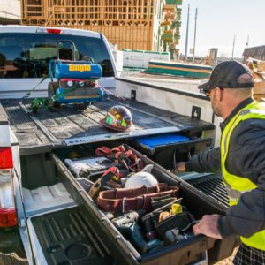 Organizing tools and equipment in work trucks and vans is easy with the DECKED CargoGlide slide and DECKED drawers.