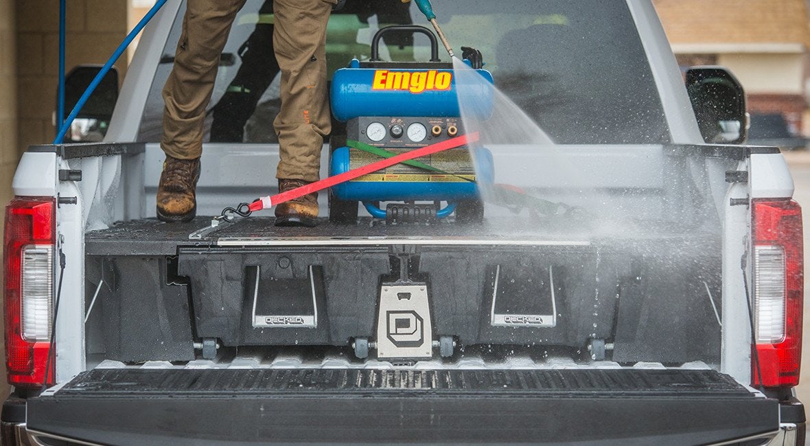 Water doesn't penetrate the DECKED Truck Bed System keeping gear and tools try