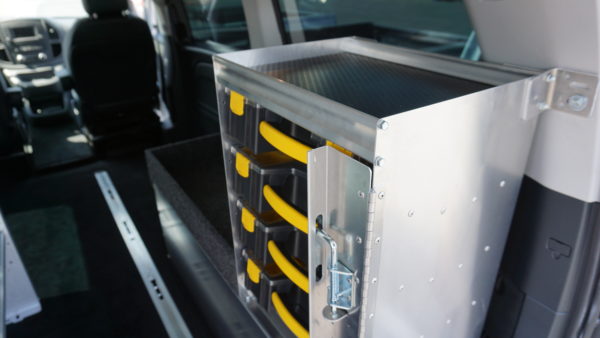 Custom Ranger Design Shelving Unit Inside Cargo Van Upfitted by American Van Works