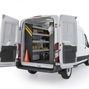 Ranger Design Ford Transit Contractor Package, FTM-10 Installed, Rear Passenger View
