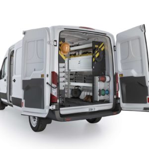 Ranger Design Ford Transit Electrical Package, FTM-11 Installed, Rear Driver View