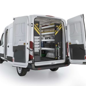 Ranger Design Ford Transit HVAC Package, FTM-12 Installed, Rear Driver View