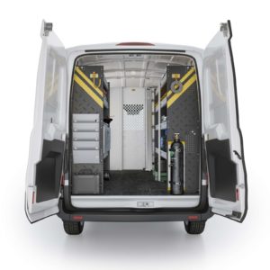 Ranger Design Ford Transit HVAC Package, FTM-12 Installed, Rear View