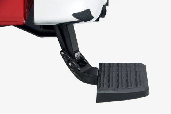 Fold down AMP Research BedStep in extended position to provide easy access to truck bed.