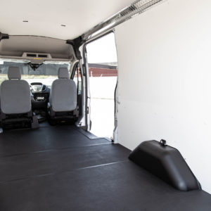 Cargo van interior with new Legend wall and ceiling panels.
