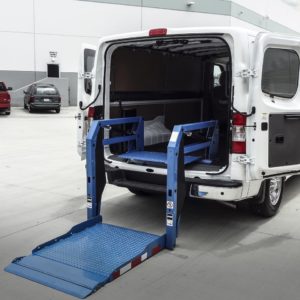 Palfinger CityFix ramp on cargo van in lowered position.