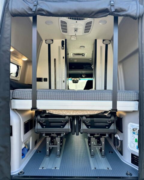 Drop Down Bed Over Folded Seats on RRE Smartfloor System