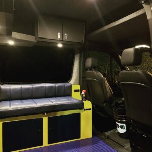 Looking Toward Driver Seat from Within Van Cabin