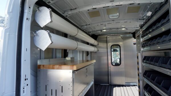 Ranger Design Tube Shelving and Workbench by American Trucks and Vans