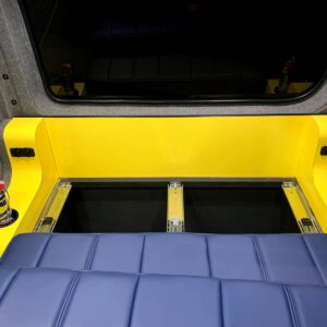 Slide Mechanism Detail on Custom Van Sofa