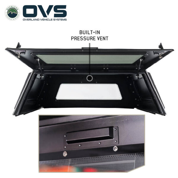 Overland Vehicle Systems truck cap built-in pressure vent for airflow and condensation control