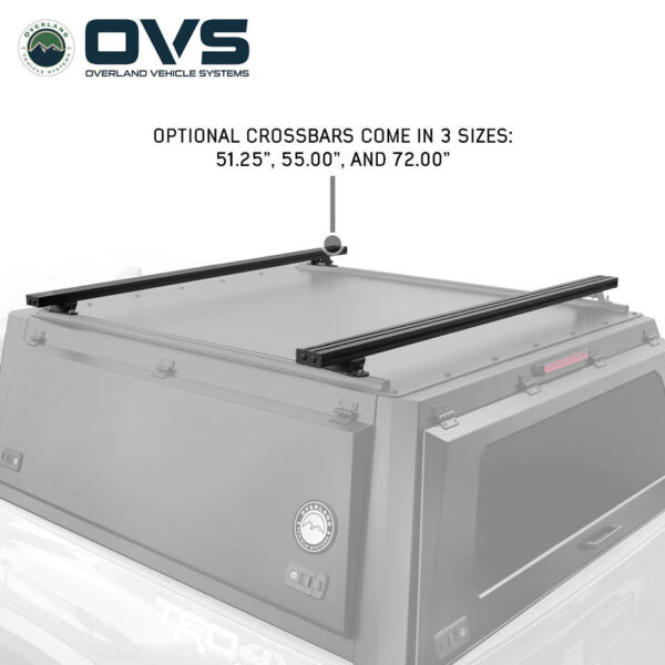 Overland Vehicle Systems truck cap cross bars with dynamic and static load capacity for gear