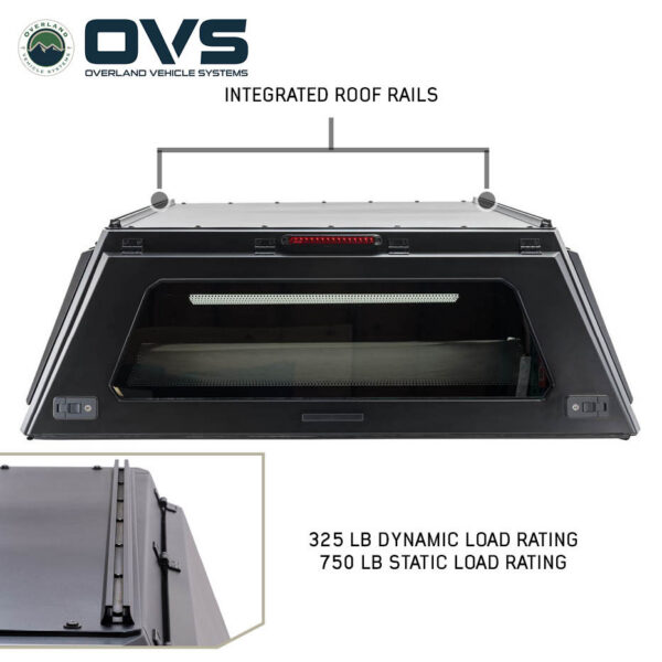Overland Vehicle Systems truck cap integrated roof rails for mounting crossbars and gear