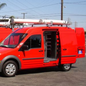 Roof Mounted Pipe and Conduit Carry Tube for Plumbing Van.