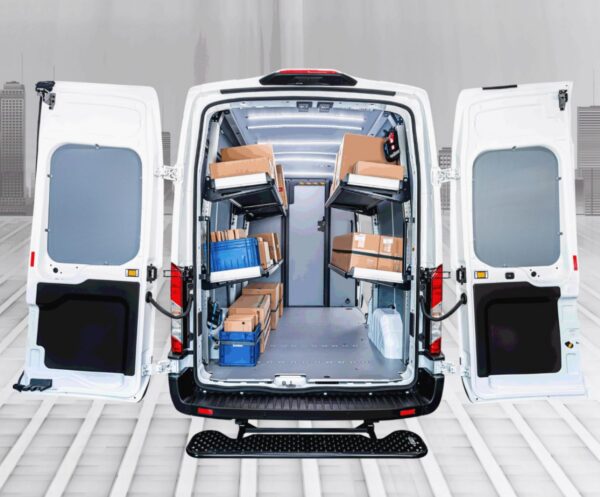 Sortimo FlexRack Folding Van Shelving Optimized for for Package Delivery.